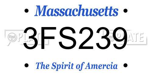 3FS239 Massachusetts License Plate