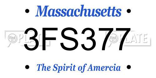 3FS377 Massachusetts License Plate