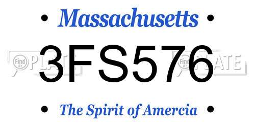 3FS576 Massachusetts License Plate