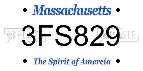 3FS829 Massachusetts License Plate