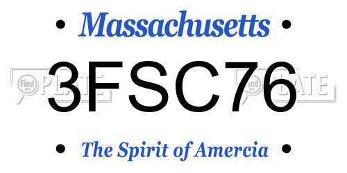 3FSC76 Massachusetts License Plate