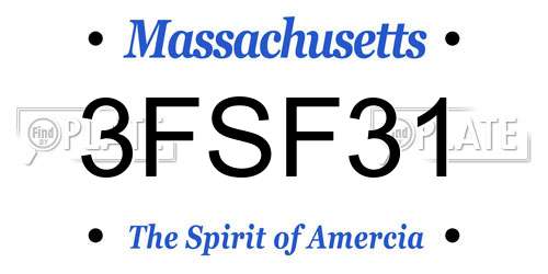 3FSF31 Massachusetts License Plate