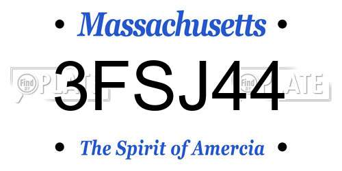 3FSJ44 Massachusetts License Plate