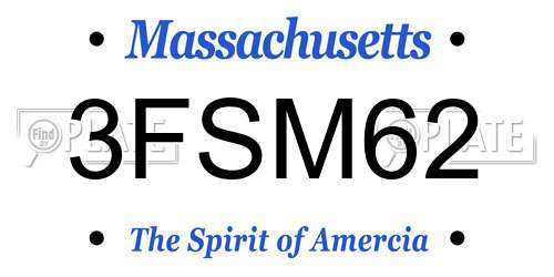 3FSM62 Massachusetts License Plate