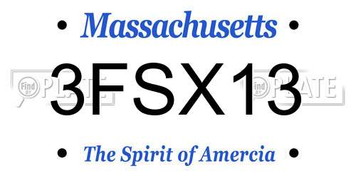 3FSX13 Massachusetts License Plate