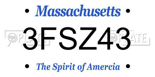 3FSZ43 Massachusetts License Plate