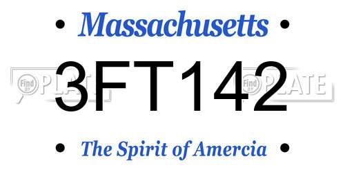 3FT142 Massachusetts License Plate