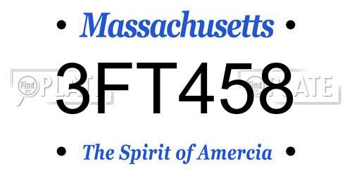 3FT458 Massachusetts License Plate