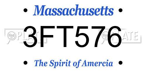3FT576 Massachusetts License Plate