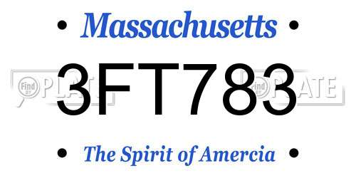 3FT783 Massachusetts License Plate