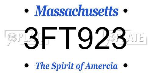 3FT923 Massachusetts License Plate