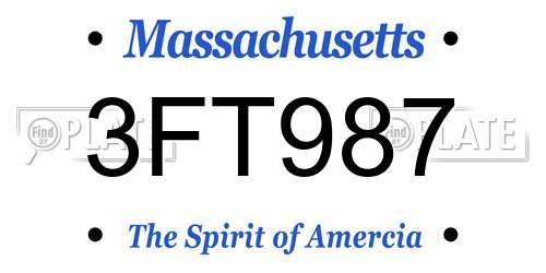 3FT987 Massachusetts License Plate