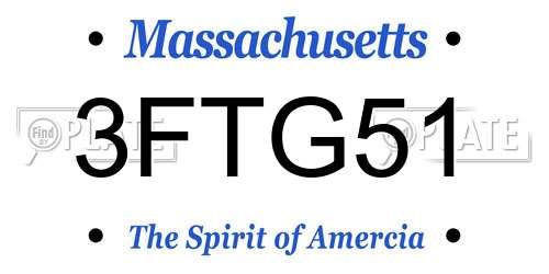 3FTG51 Massachusetts License Plate