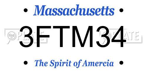 3FTM34 Massachusetts License Plate