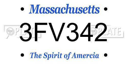 3FV342 Massachusetts License Plate