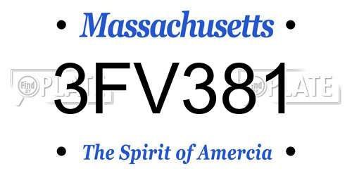 3FV381 Massachusetts License Plate