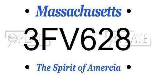 3FV628 Massachusetts License Plate