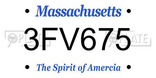 3FV675 Massachusetts License Plate