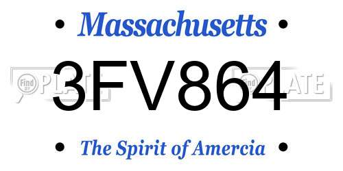 3FV864 Massachusetts License Plate