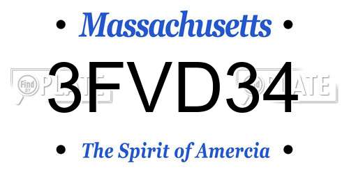 3FVD34 Massachusetts License Plate