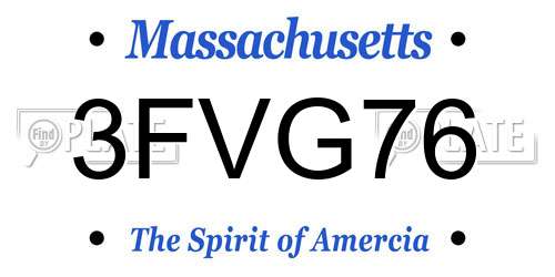3FVG76 Massachusetts License Plate