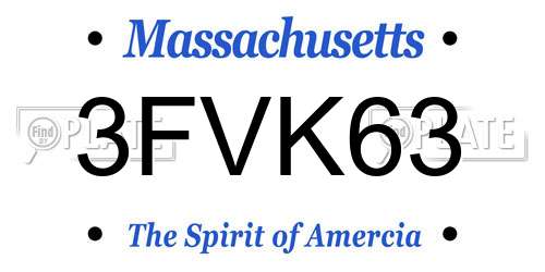 3FVK63 Massachusetts License Plate