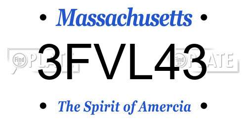 3FVL43 Massachusetts License Plate
