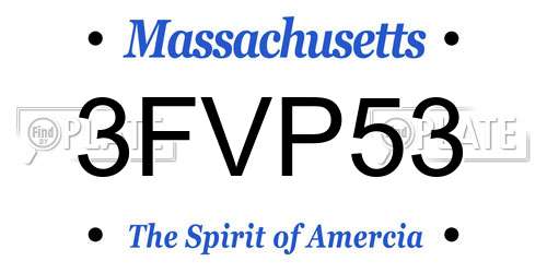 3FVP53 Massachusetts License Plate