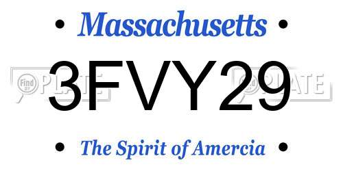 3FVY29 Massachusetts License Plate