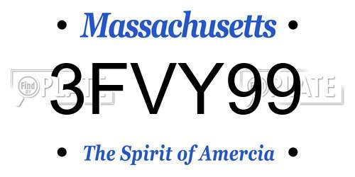 3FVY99 Massachusetts License Plate