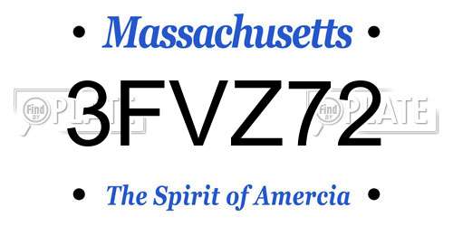 3FVZ72 Massachusetts License Plate