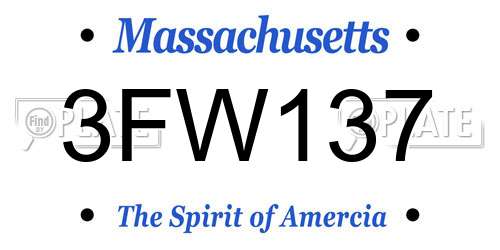 3FW137 Massachusetts License Plate
