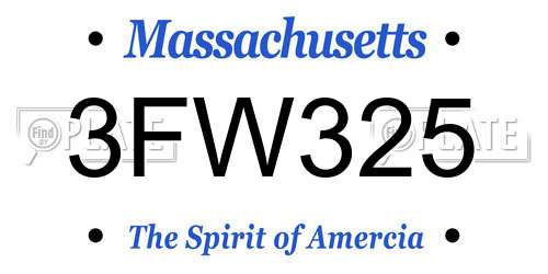 3FW325 Massachusetts License Plate