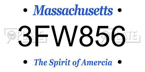 3FW856 Massachusetts License Plate