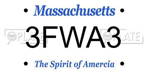 3FWA3 Massachusetts License Plate
