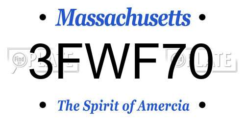 3FWF70 Massachusetts License Plate