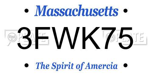 3FWK75 Massachusetts License Plate