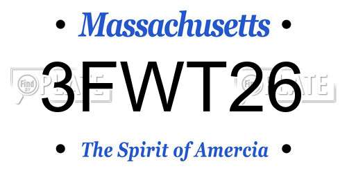 3FWT26 Massachusetts License Plate
