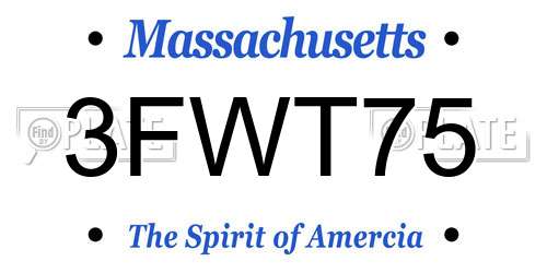 3FWT75 Massachusetts License Plate
