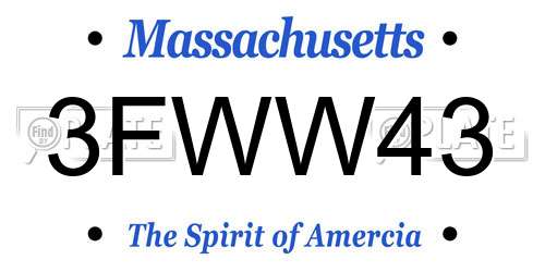 3FWW43 Massachusetts License Plate