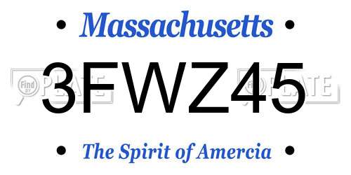 3FWZ45 Massachusetts License Plate