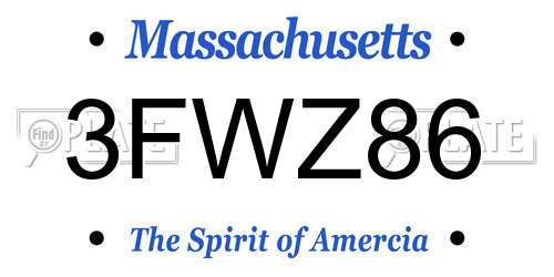 3FWZ86 Massachusetts License Plate