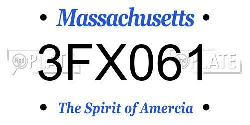 3FX061 Massachusetts License Plate