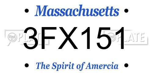 3FX151 Massachusetts License Plate