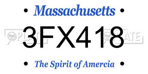 3FX418 Massachusetts License Plate