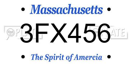 3FX456 Massachusetts License Plate