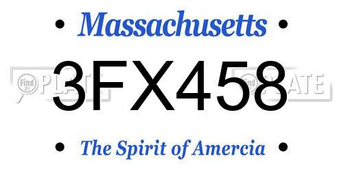 3FX458 Massachusetts License Plate