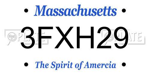 3FXH29 Massachusetts License Plate