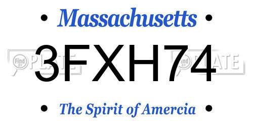 3FXH74 Massachusetts License Plate