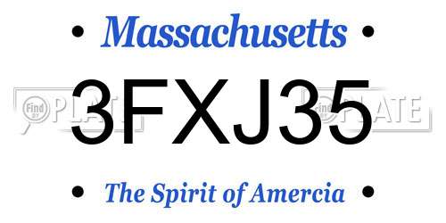 3FXJ35 Massachusetts License Plate